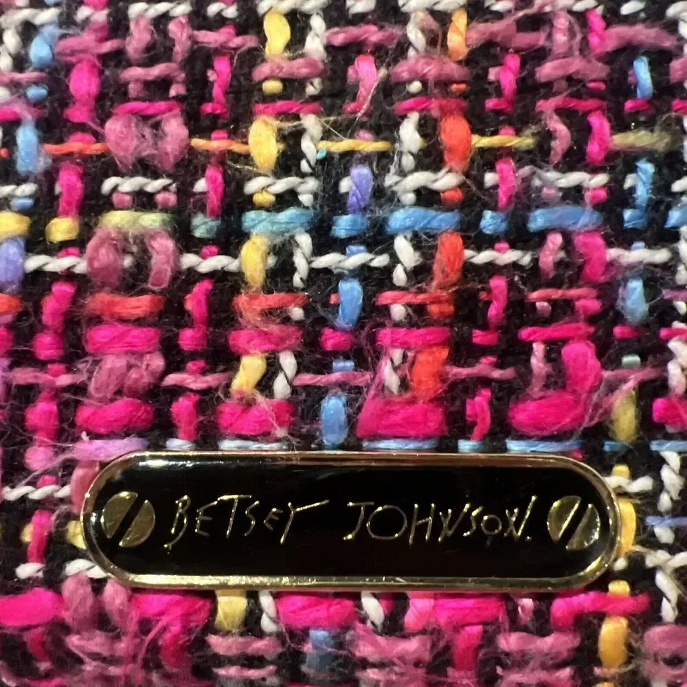 Betsey Johnson Tweed Rhinestone Wristlet